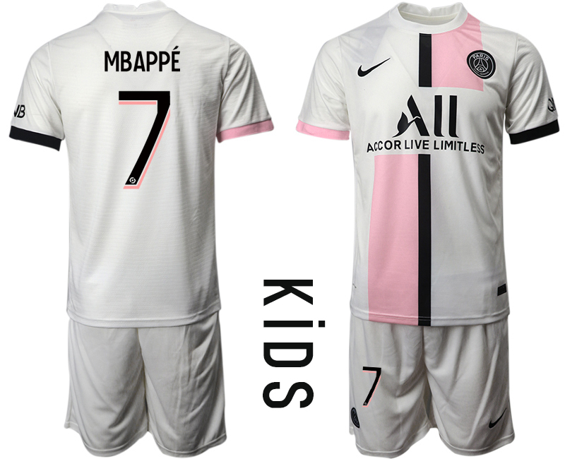 Youth 2021-2022 Club Paris St German away white #7 Soccer Jersey